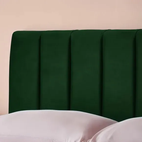 Upholstered Bed Frame with Headboard - Rainforest, Velvet