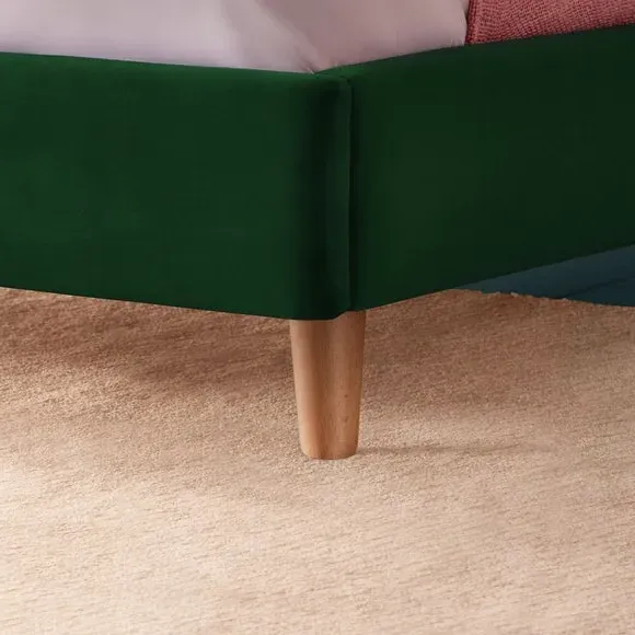Upholstered Bed Frame with Headboard - Rainforest, Velvet