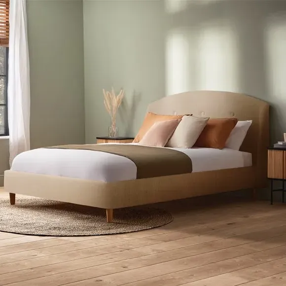 Upholstered Bed Frame with Headboard - Sandstone