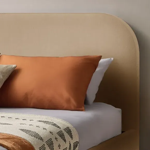 Upholstered Bed Frame with Headboard - Sandstone