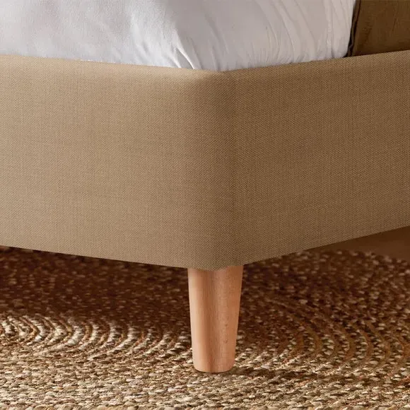Upholstered Bed Frame with Headboard - Sandstone