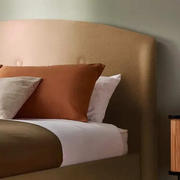Upholstered Bed Frame with Headboard - Sandstone