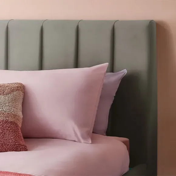 Upholstered Bed Frame with Headboard - Silver, Velvet