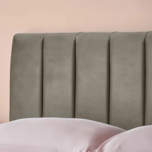 Upholstered Bed Frame with Headboard - Silver, Velvet