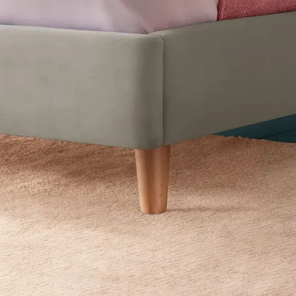 Upholstered Bed Frame with Headboard - Silver, Velvet