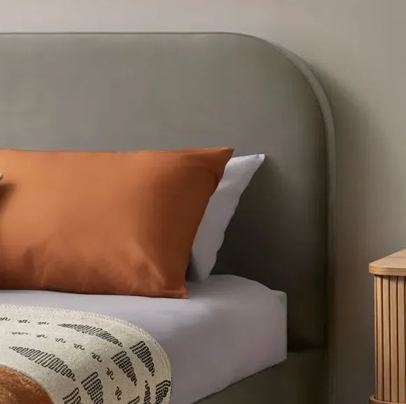 Upholstered Bed Frame with Headboard - Silver, Velvet