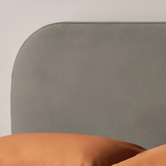 Upholstered Bed Frame with Headboard - Silver, Velvet