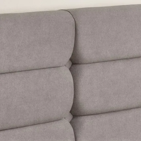Winged Bed Frame with Upholstery - Light Grey, Fabric