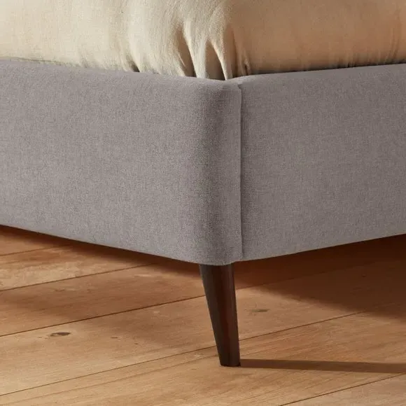 Winged Bed Frame with Upholstery - Light Grey, Fabric