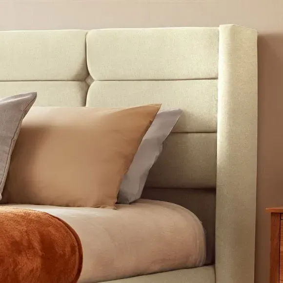 Winged Bed Frame with Upholstery - Moon, Fabric