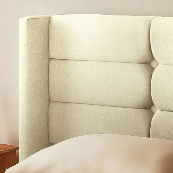 Winged Bed Frame with Upholstery - Moon, Fabric