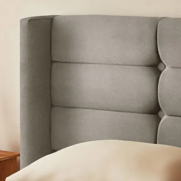 Winged Bed Frame with Upholstery - Silver, Velvet
