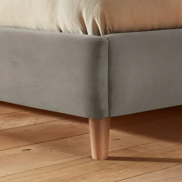 Winged Bed Frame with Upholstery - Silver, Velvet