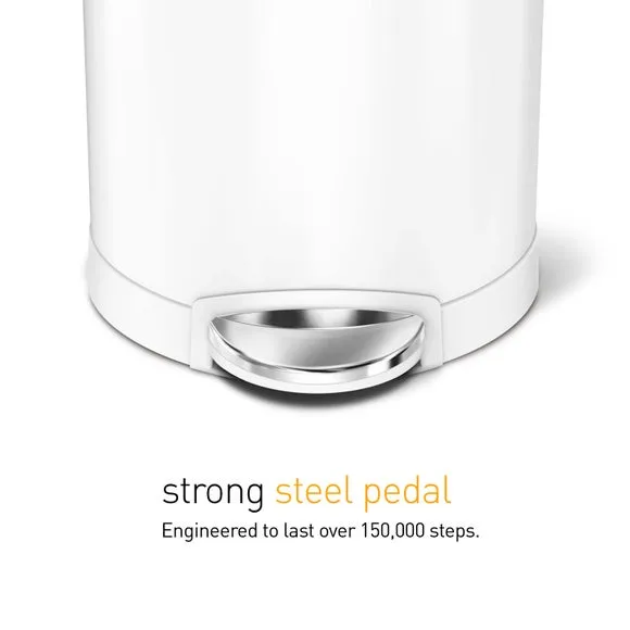 6L Semi-Round Pedal Bin with Silent Close - White