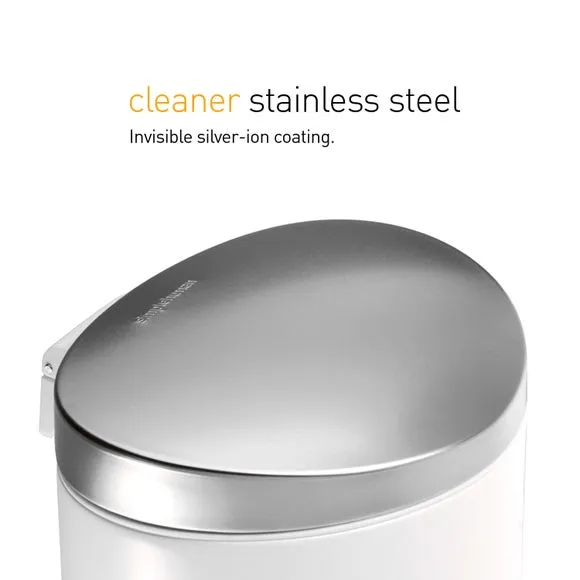 6L Semi-Round Pedal Bin with Silent Close - White