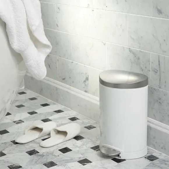6L Semi-Round Pedal Bin with Silent Close - White