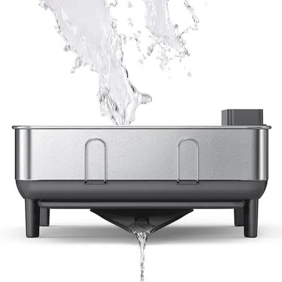 Compact Dish Rack with Drip Tray - Grey, Steel