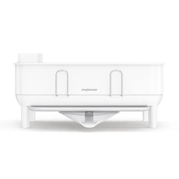 Compact Dish Rack with Drip Tray - White, Steel