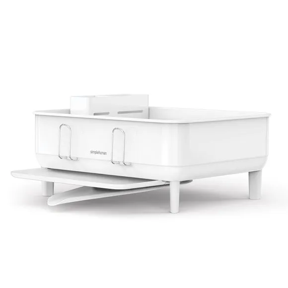 Compact Dish Rack with Drip Tray - White, Steel