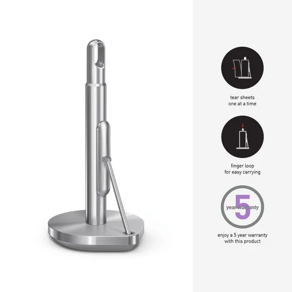 Kitchen Roll Holder with Tension Arm - Silver