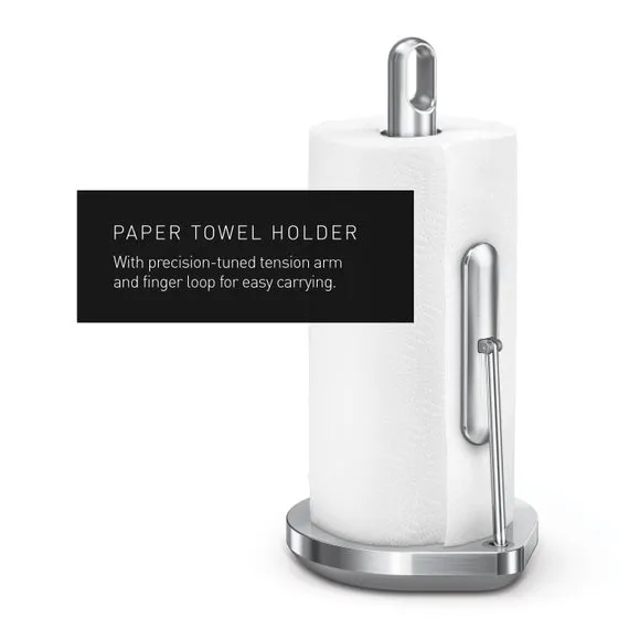Kitchen Roll Holder with Tension Arm - Silver