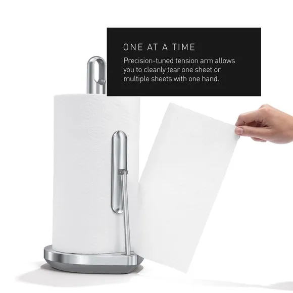 Kitchen Roll Holder with Tension Arm - Silver