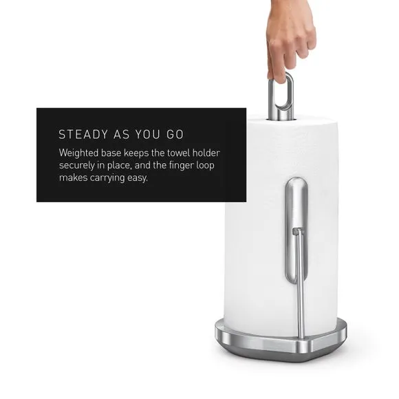 Kitchen Roll Holder with Tension Arm - Silver