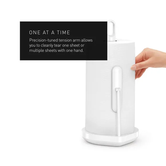 Kitchen Roll Holder with Tension Arm - White