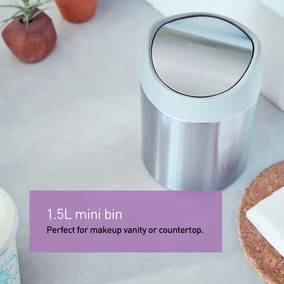 Mini Desktop Bin with Swing Lid - Silver