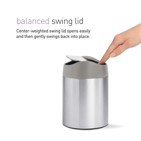 Mini Desktop Bin with Swing Lid - Silver