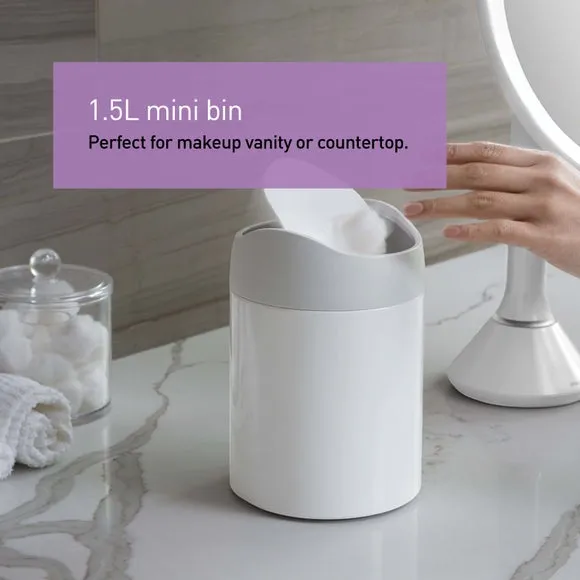 Mini Desktop Bin with Swing Lid - White
