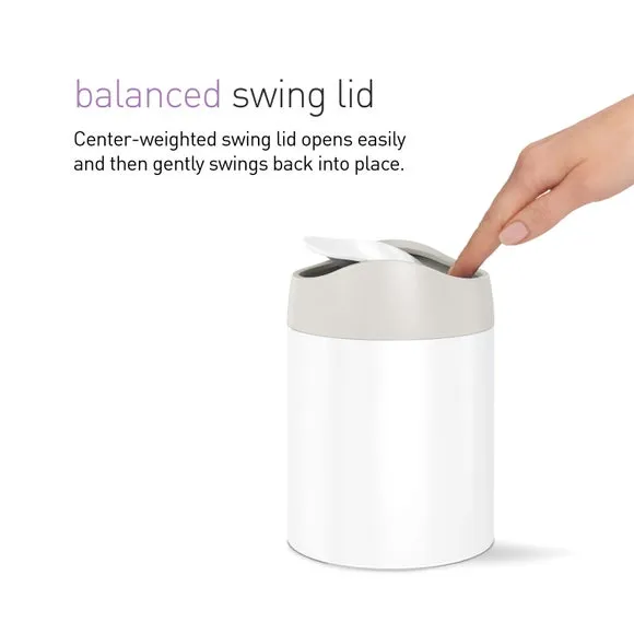 Mini Desktop Bin with Swing Lid - White