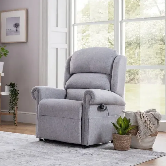 Rise Recline Chair with USB Charger - Silver, Chenille