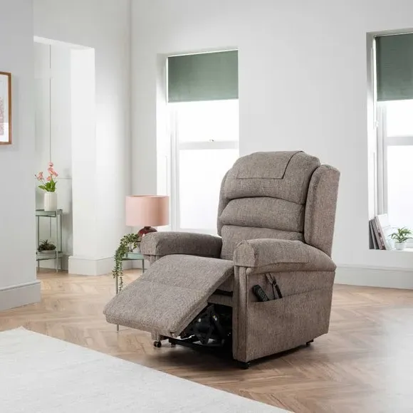 Rise Recline Chair with USB Charger - Stone, Chenille