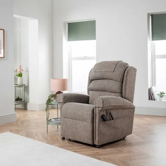 Rise Recline Chair with USB Charger - Stone, Chenille