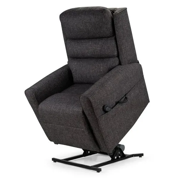 Single Motor Rise Recline Chair - Coal, Chenille