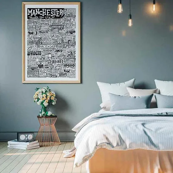 Manchester Landmarks Framed Print - Typography