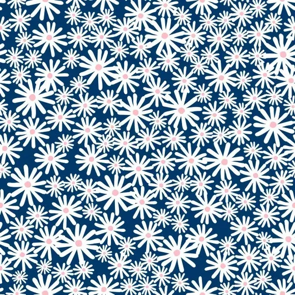 Daisy Floral Wallpaper with Mica Shine - Blue