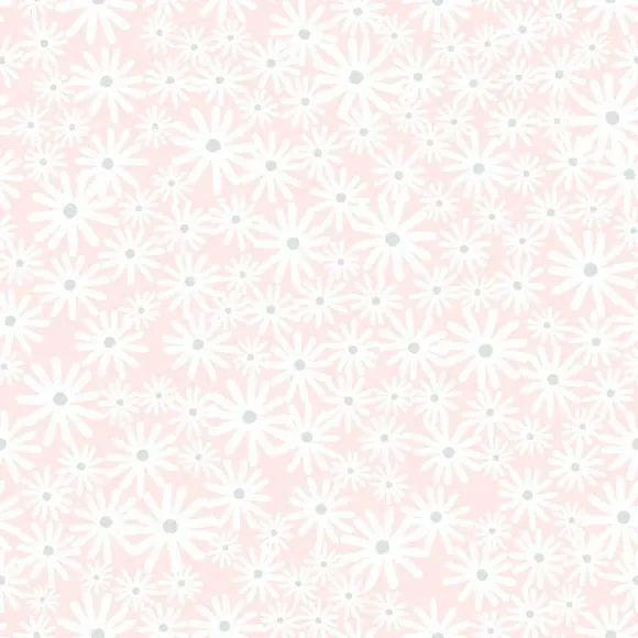 Daisy Floral Wallpaper with Mica Shine - Pink