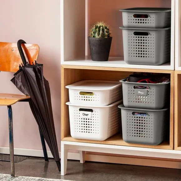 Set of 3 Storage Baskets - Grey, Recycled Plastic