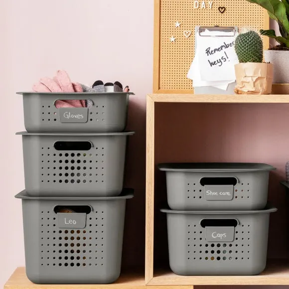 Set of 3 Storage Baskets - Grey, Recycled Plastic image