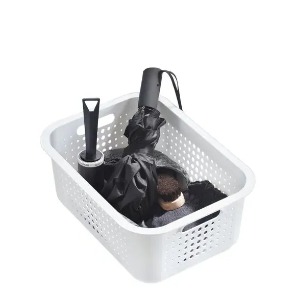 Set of 3 Storage Baskets - White, Recycled Plastic