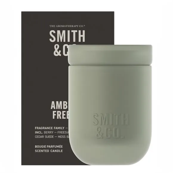 Amber & Freesia Scented Candle - Green Glass