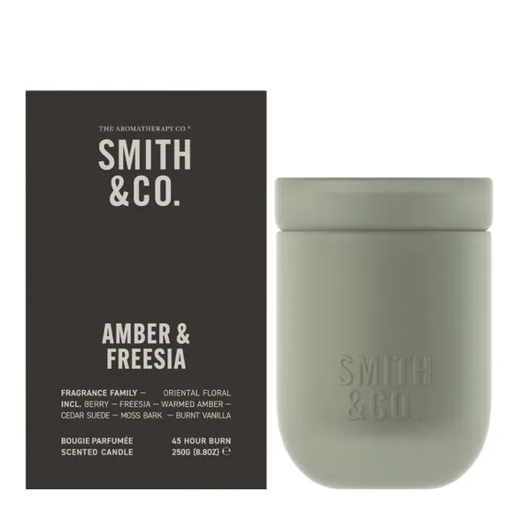 Amber & Freesia Scented Candle - Green Glass