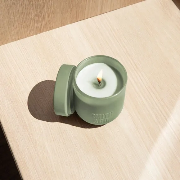 Amber & Freesia Scented Candle - Green Glass image