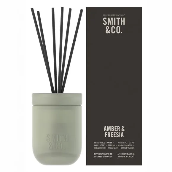 Reed Diffuser Amber & Freesia - Green Glass
