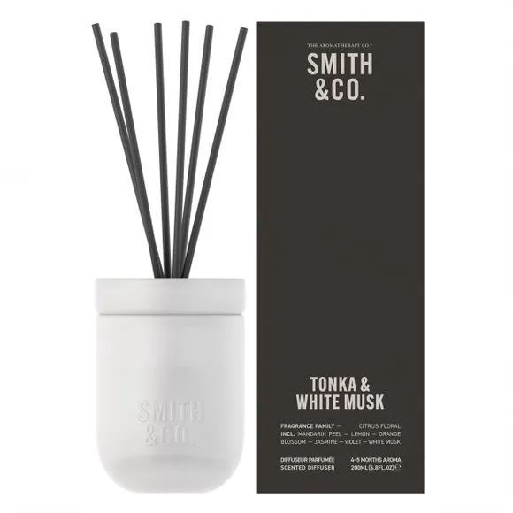 Reed Diffuser Tonka White Musk - White, Glass