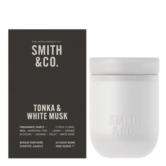 Tonka & White Musk Candle - White, Glass