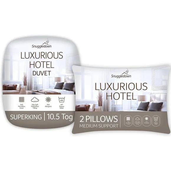 10.5 Tog Duvet and Pillow Set - White, Microfibre