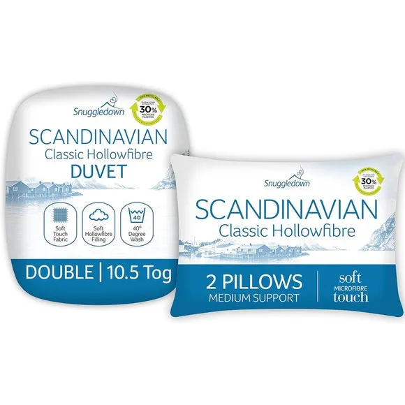 10.5 Tog Duvet and Pillow Set - White, Polyester